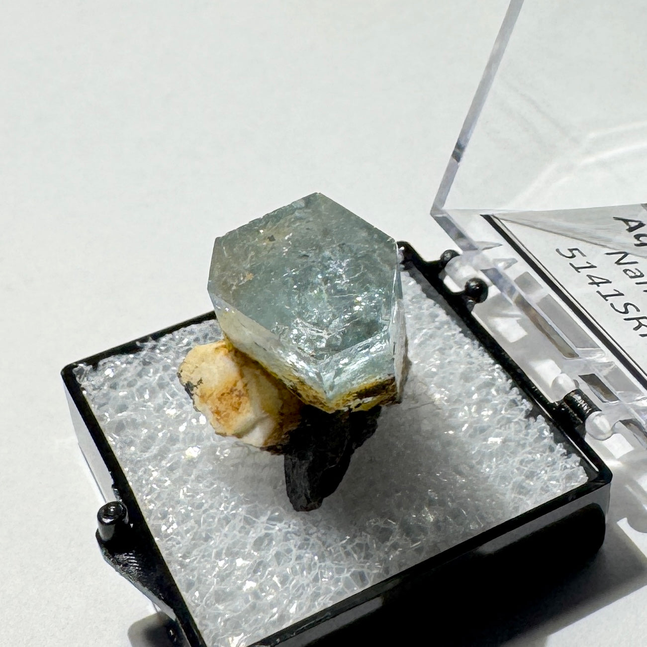Crystal : Mounted : Natural Aquamarine, Shorl, Feldspar specimen from Namibia