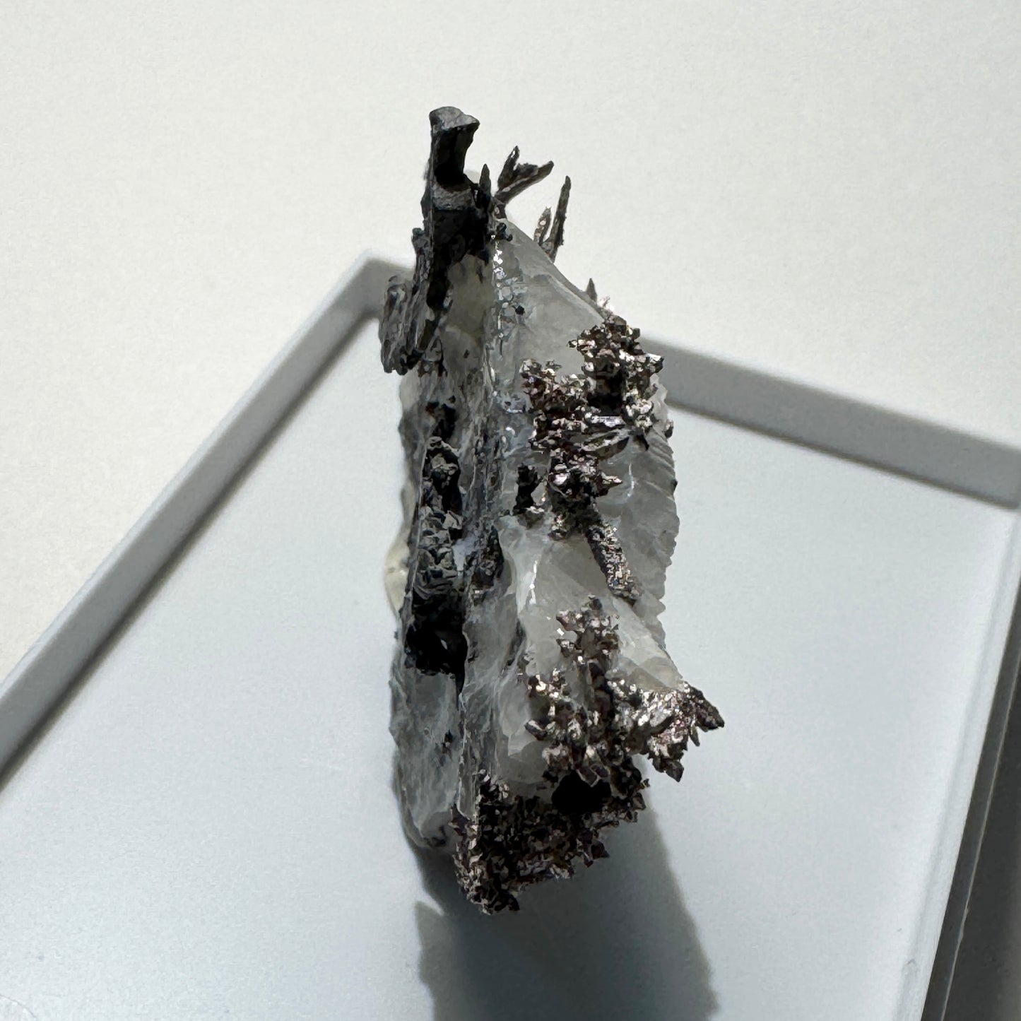 Crystal : Mounted : Native Silver on Calcite and Grey Matrix Display Specimen