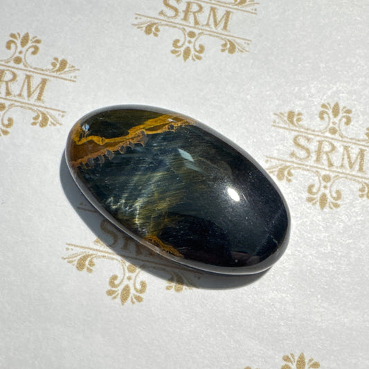 Cab : Blue Tiger Eye, 33mm x 18mm x 5mm, 38ct