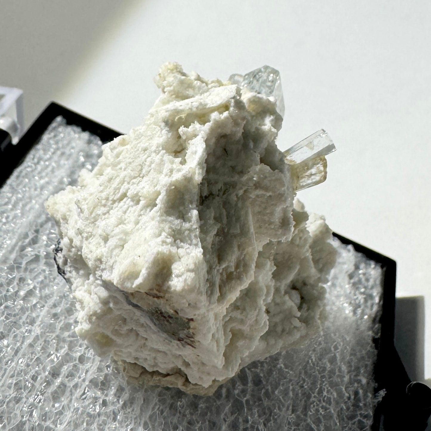 Crystal : Mounted : Natural Aquamarine, Shorl, Feldspar specimen from Namibia