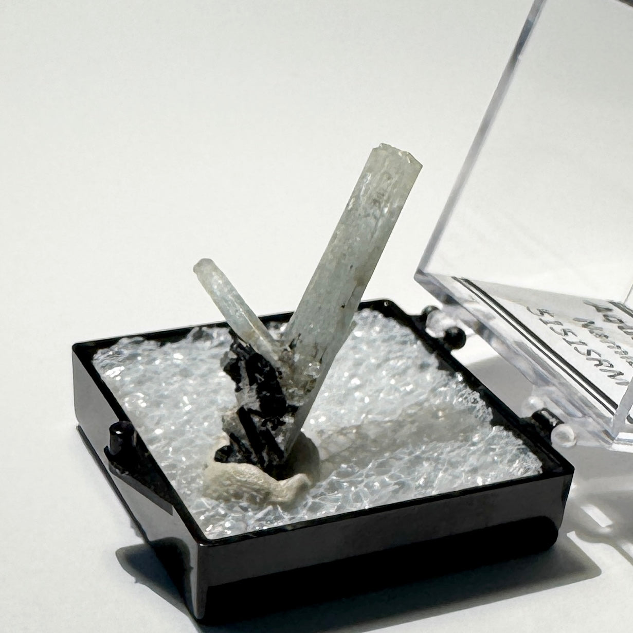 Crystal : Mounted : Natural Aquamarine, Shorl, Feldspar specimen from Namibia