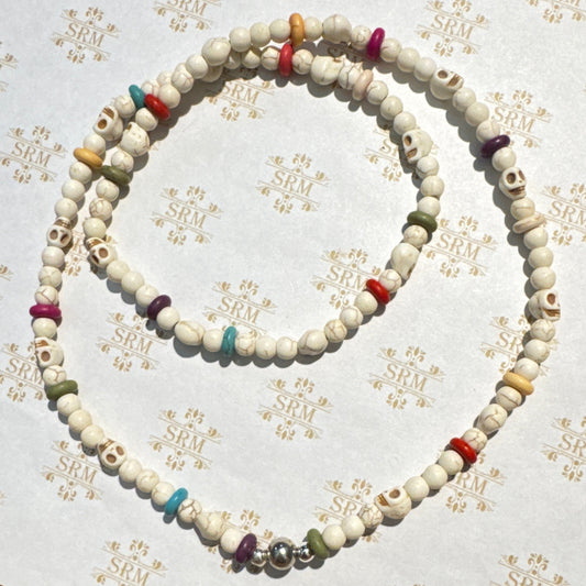 Necklace : 6mm Skulls and Beads, 26"
