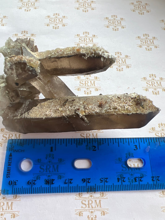 Cluster : Smoky Quartz with Hyalite Opal