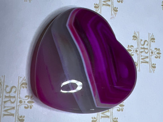 Carved : Heart : Pink Agate : Dyed