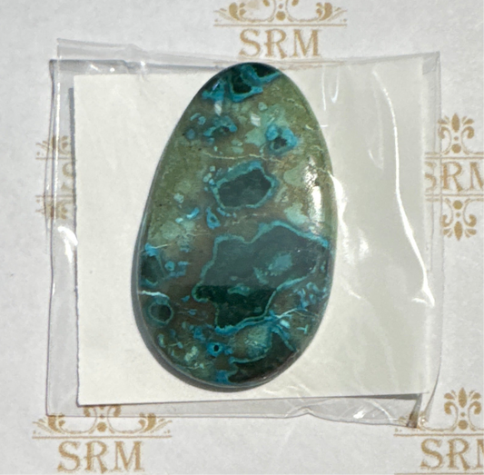 Cab : Malachite-Chrysocolla, 42x25x4, 50ct