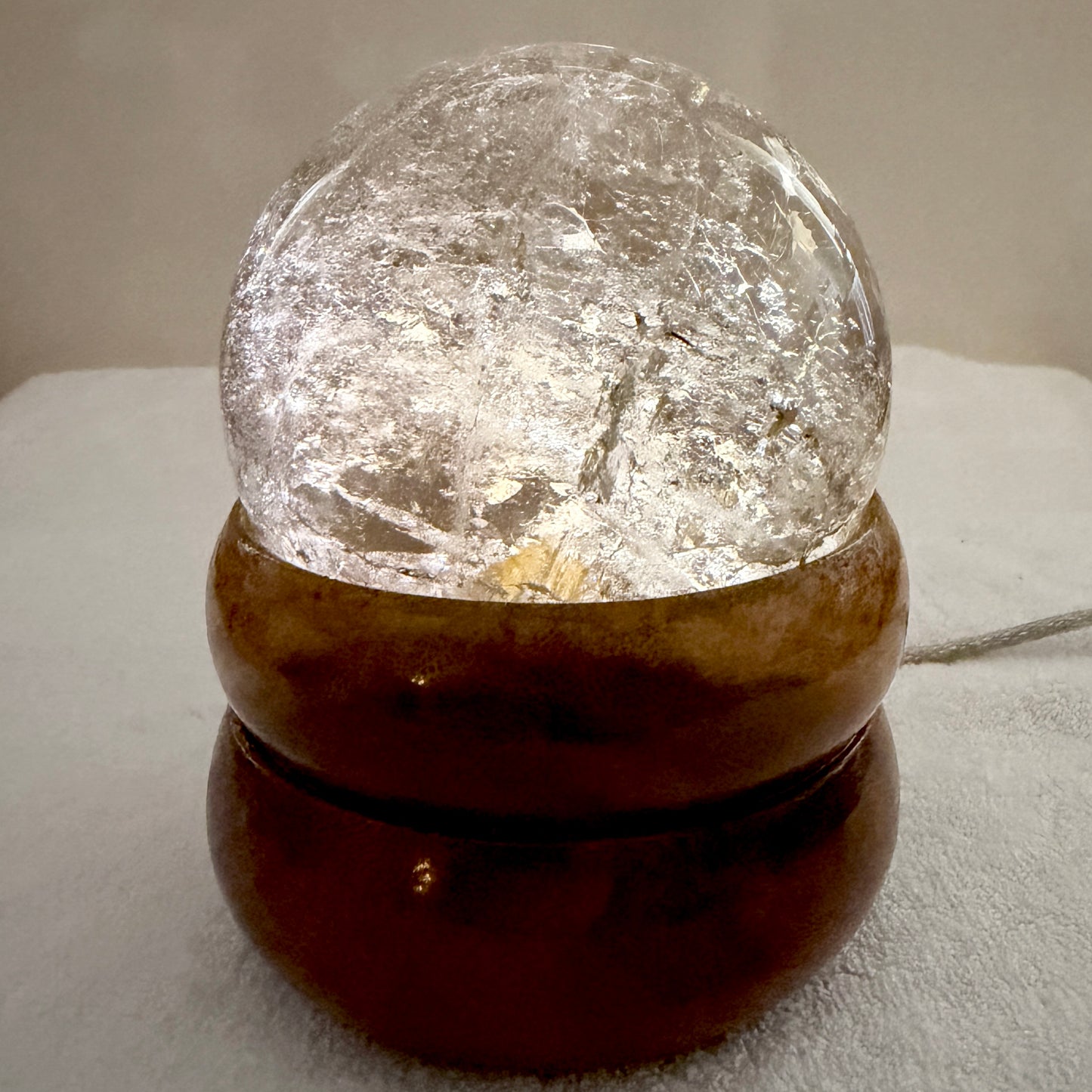 Sphere : 95mm Quartz Sphere on Koa Double Bowl with Ambient LED (USB)