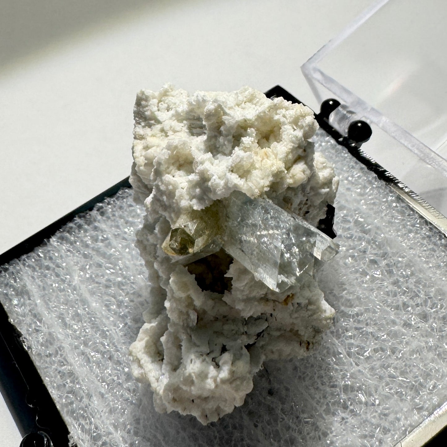 Crystal : Mounted : Natural Aquamarine, Shorl, Feldspar specimen from Namibia