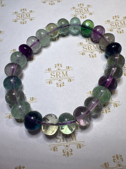 Bracelet : 8mm x 10mm Fluorite Rondelles, 6¼”, 6½”, 6¾”