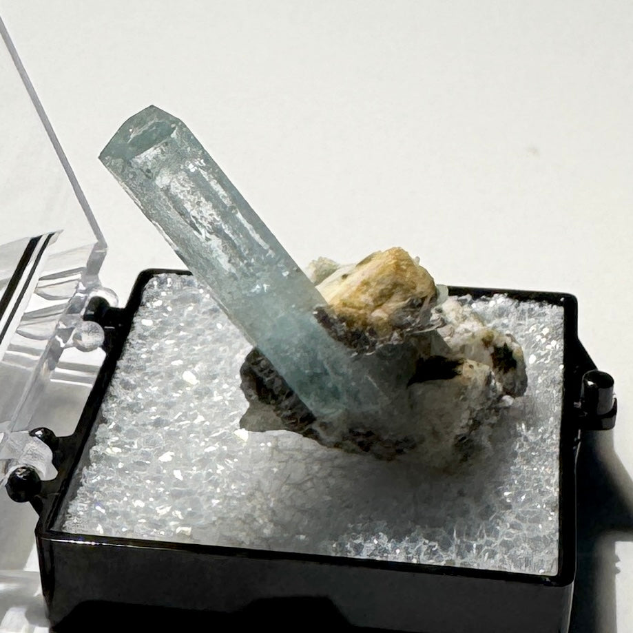 Crystal : Mounted : Natural Aquamarine, Shorl, Feldspar specimen from Namibia