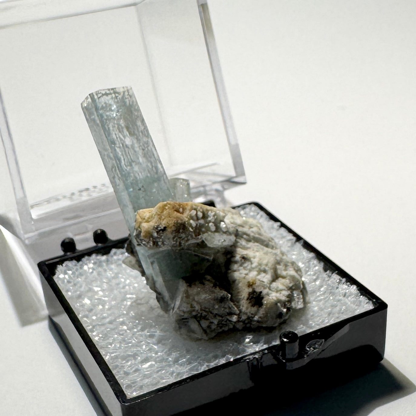 Crystal : Mounted : Natural Aquamarine, Shorl, Feldspar specimen from Namibia