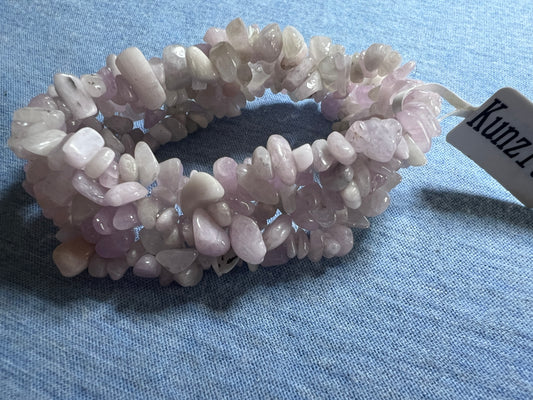 Bracelet : Chip : Woven Stretch : Pink Opal, Pink Kunzite or Charoite.  Choice!