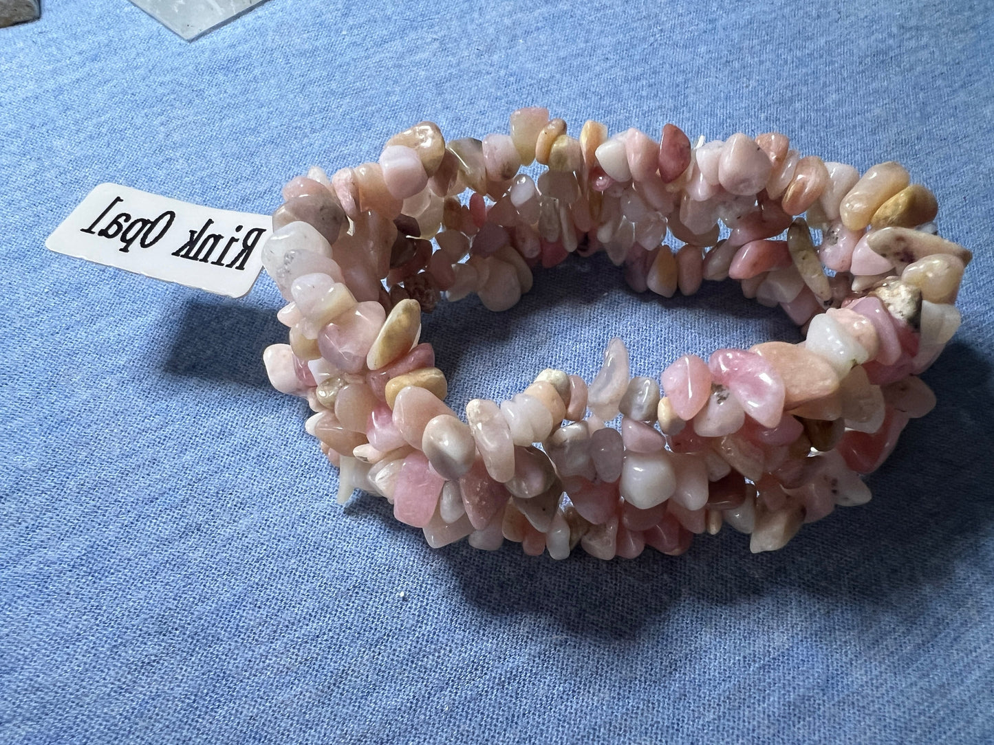 Bracelet : Chip : Woven Stretch : Pink Opal, Pink Kunzite or Charoite.  Choice!