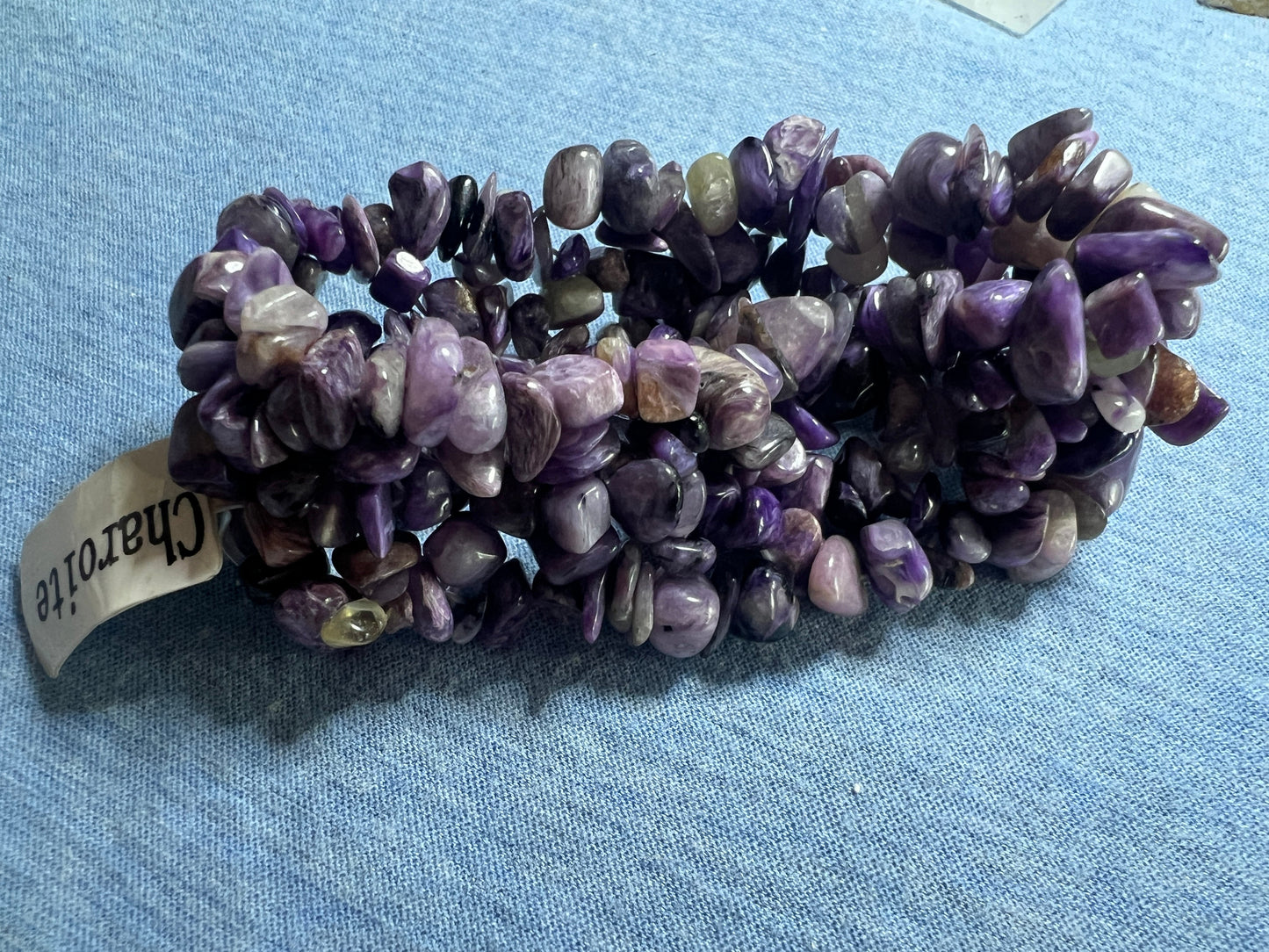 Bracelet : Chip : Woven Stretch : Pink Opal, Pink Kunzite or Charoite.  Choice!