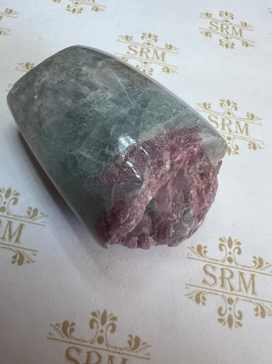 Freeform : Rough Polished: Tourmaline.  Green/Pink.