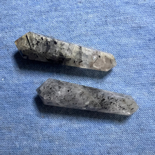 DT (Double Terminated) : Scepter Wand: Tourmaline in Quartz.  Choice!