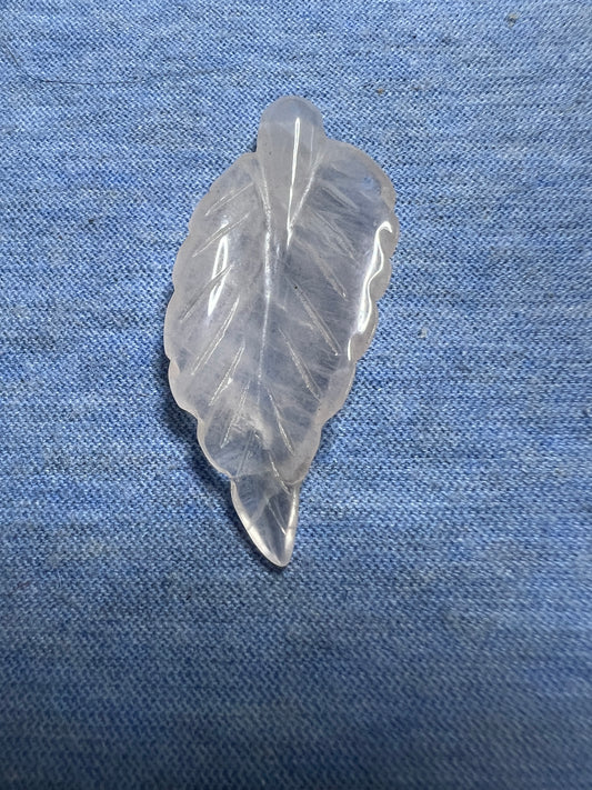 Bead : Leaf Shape.  Repaired!  Rose Quartz.