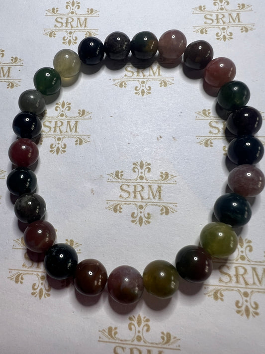 Bracelet : 8mm Indian Agate. 6¼”, 6¾”.  Choice