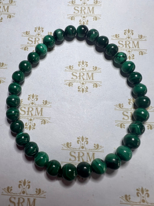 Bracelet : 6mm Malachite.  6¾”.