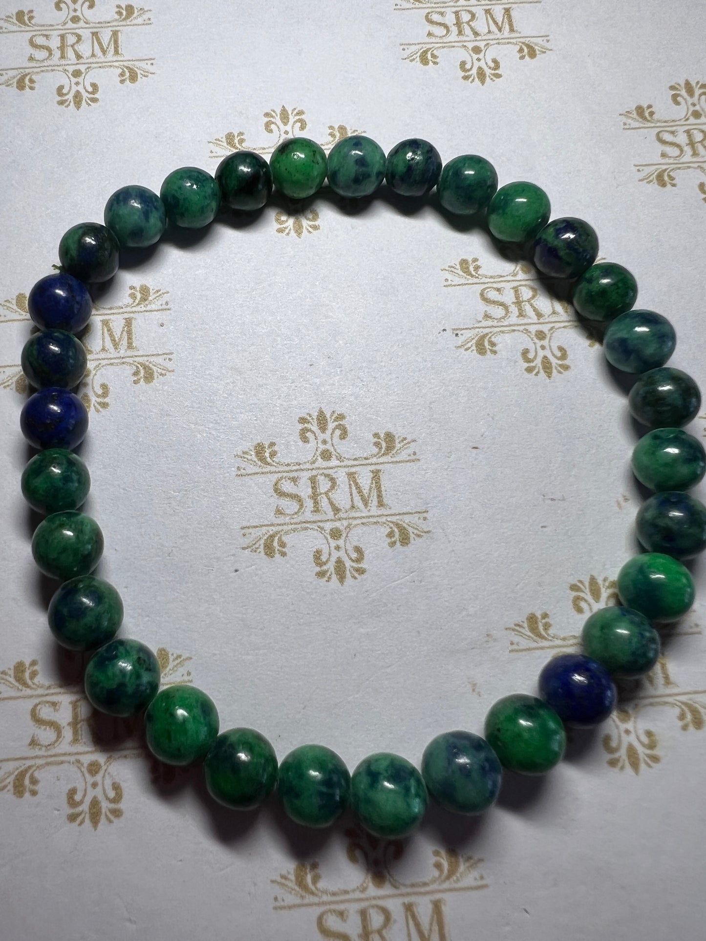 Bracelet : 6mm Malachite/Azurite.  6½”, 6¾”.  Choice!
