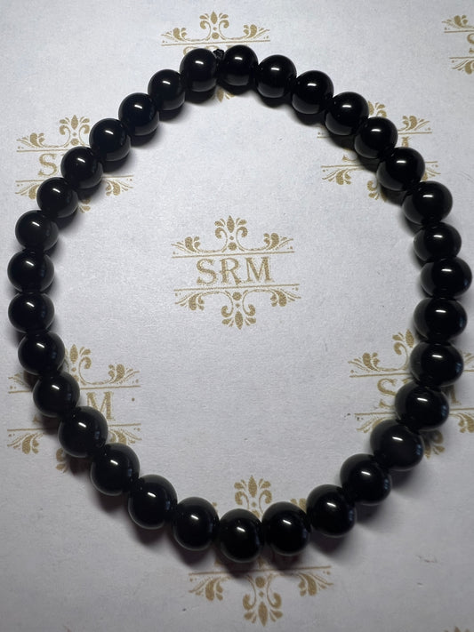 Bracelet : 6mm Obsidian , 6¾”.