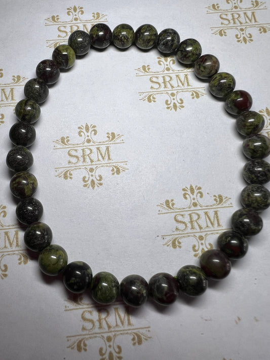 Bracelet : 6mm Dragon's Blood Jasper, 6½"
