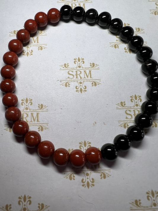 Bracelet : 6mm Black Obsidian + Red Jasper Mix : 7, 7¼”.  Choice!
