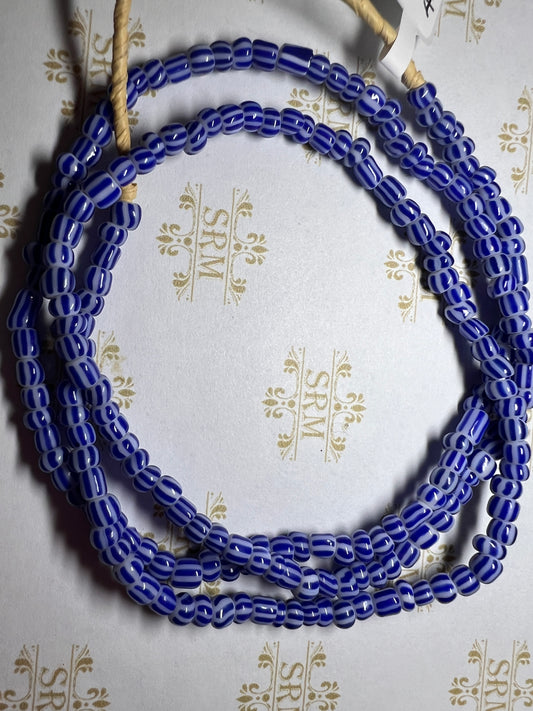 Beads : African Trade : Blue White : 4mm