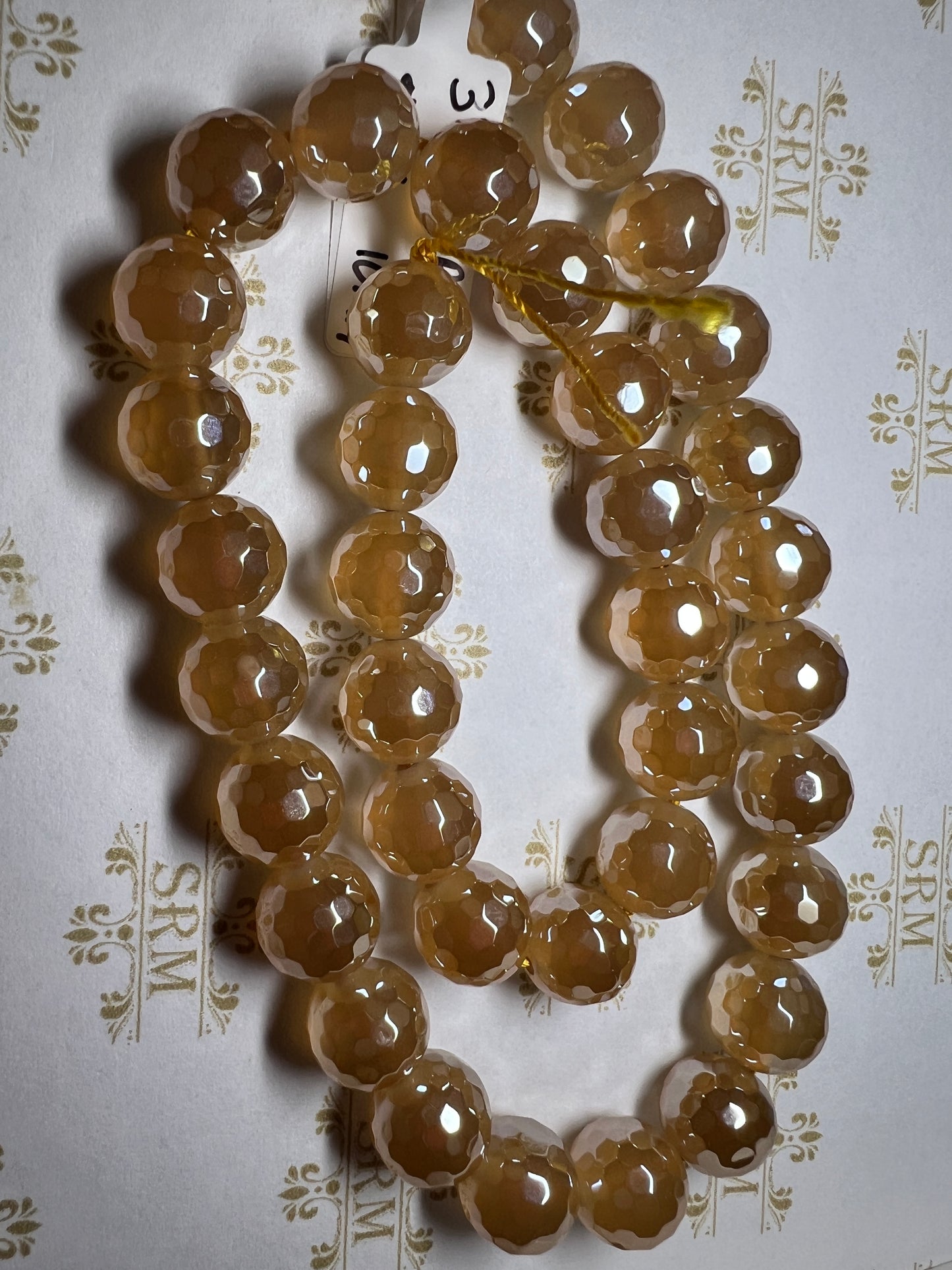 Beads : Yellow Agate : Faceted: Electroplated : 10mm.