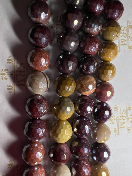 Beads : Mookaite : Faceted : Electroplated : 10mm