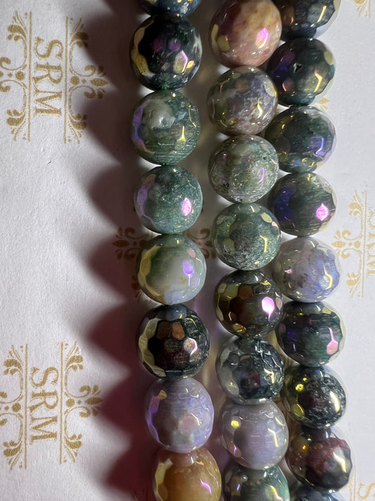 Beads : Indian Agate : Faceted : Electroplated : 10mm, 12mm.  Choice!