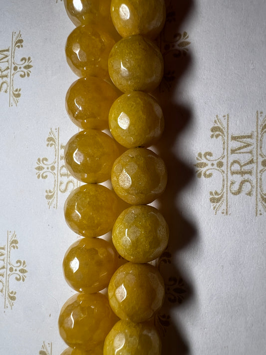 Beads : Yellow Agate : Faceted : Electroplated : 10mm, 12mm.  Choice!