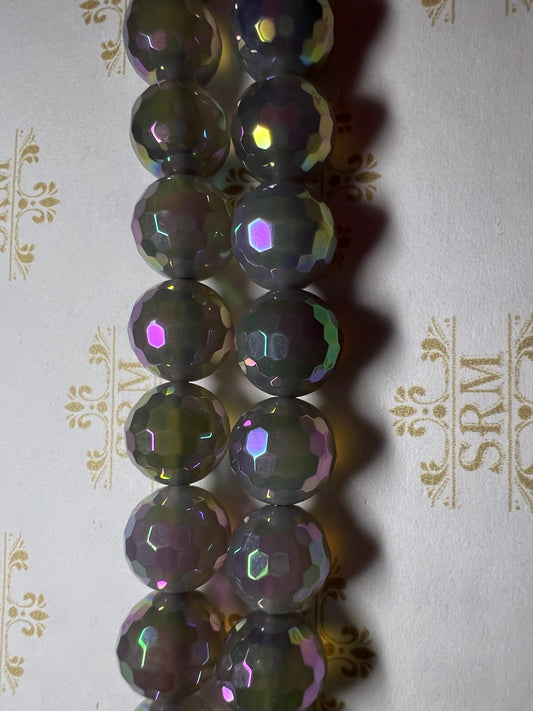 Beads : Grey Agate : Faceted : Electroplated : 10mm, 12mm.  Choice!