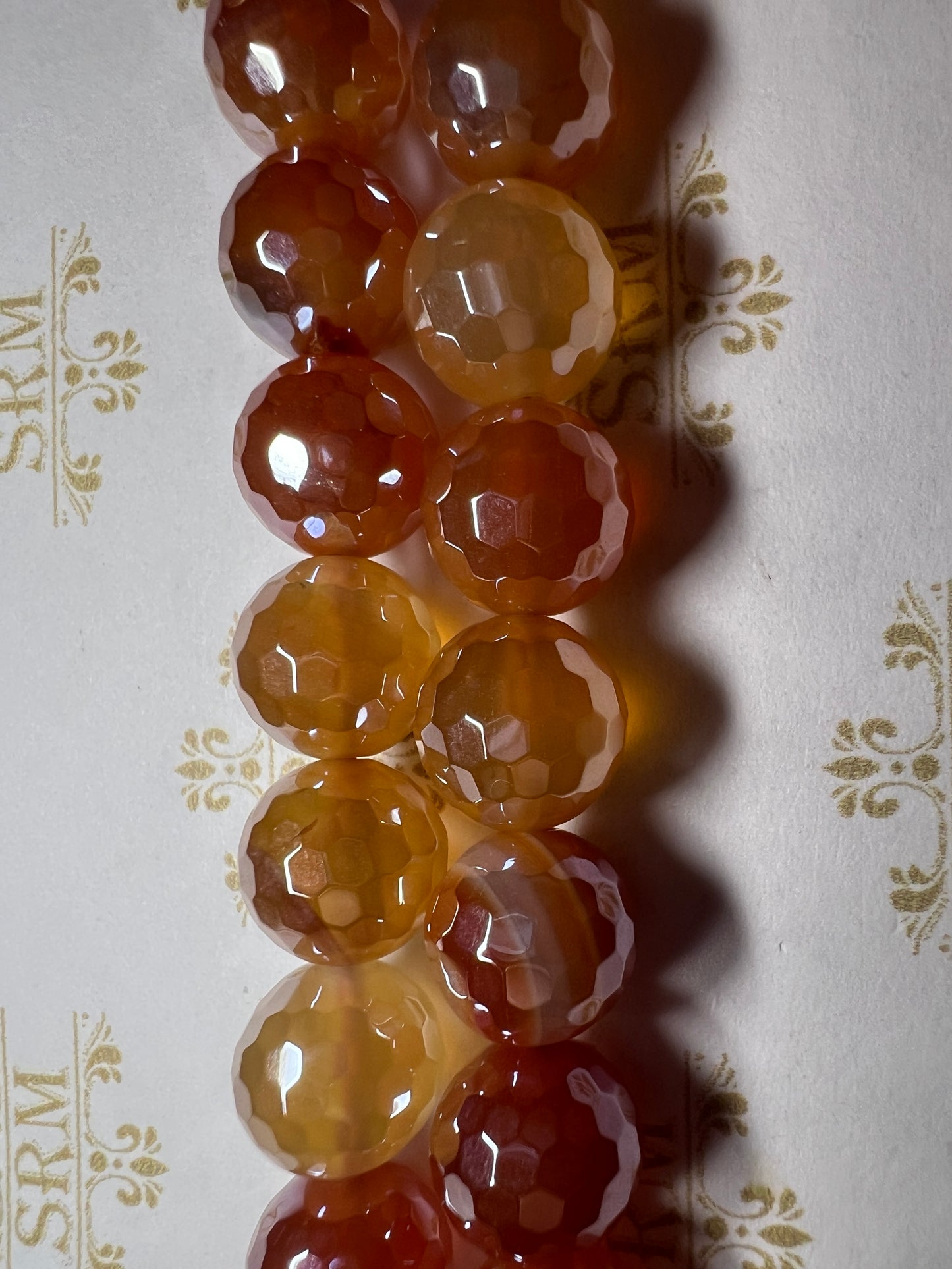 Beads : Varied Orange Agate : Faceted : Electroplated : 10mm, 12mm.  Choice!