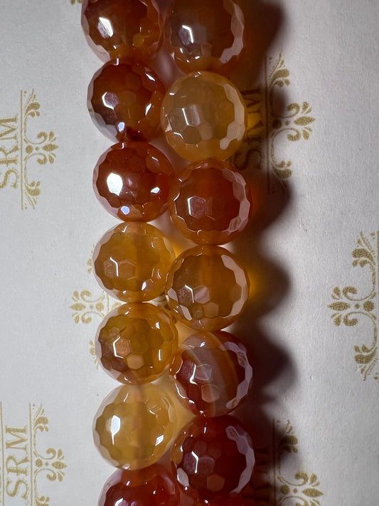 Beads : Varied Orange Agate : Faceted : Electroplated : 10mm, 12mm.  Choice!