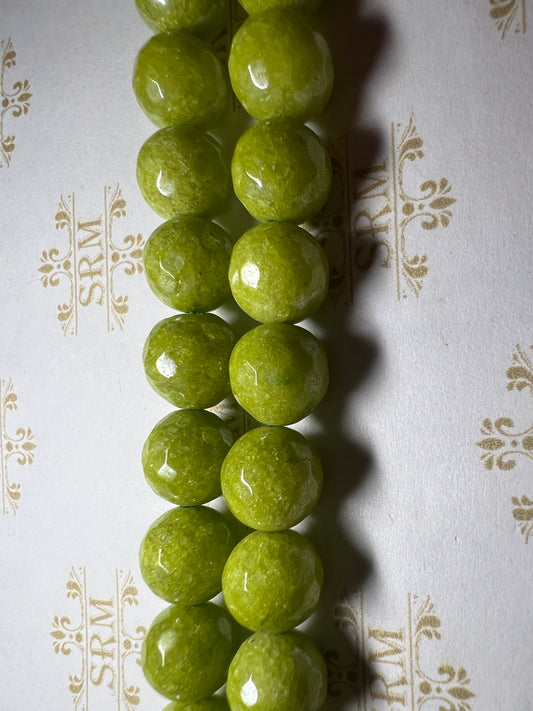 Beads : Chartreuse Agate : Faceted : Electroplated : 10mm, 12mm.  Choice!