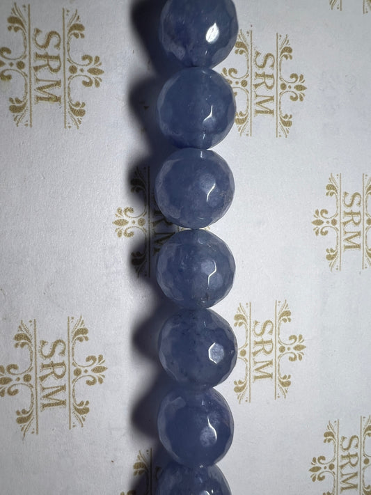 Beads : Blue Dyed Quartz : Faceted : Electroplated : 12mm