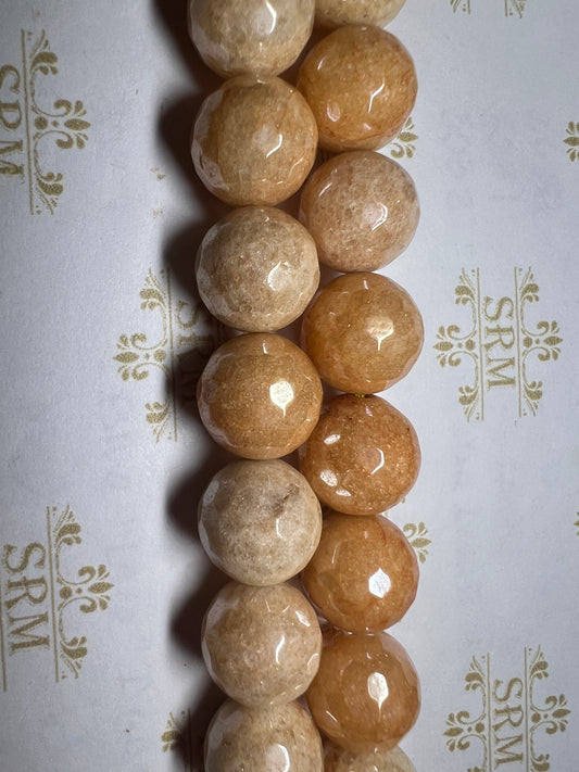 Beads : Varied Peach Agate : Faceted : Electroplated : 12mm