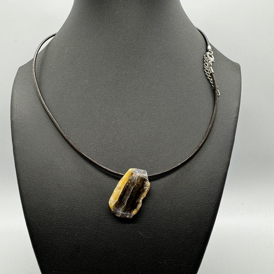 Brown Agate slice on Leather necklace   (sku 1009)