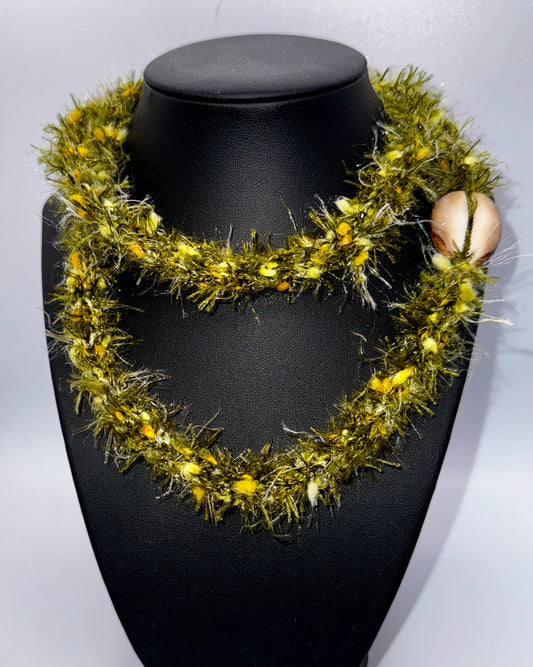 36" Maile Puakenikeni style lei with Cowrie shell
