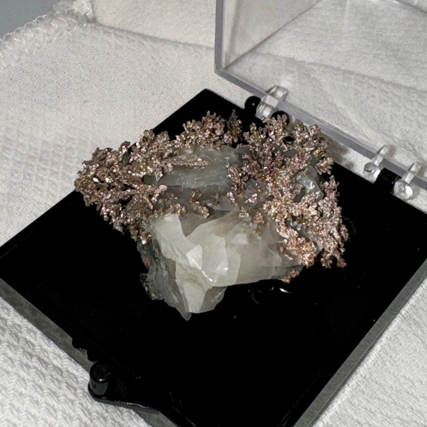 Native Silver on Calcite Display Specimen