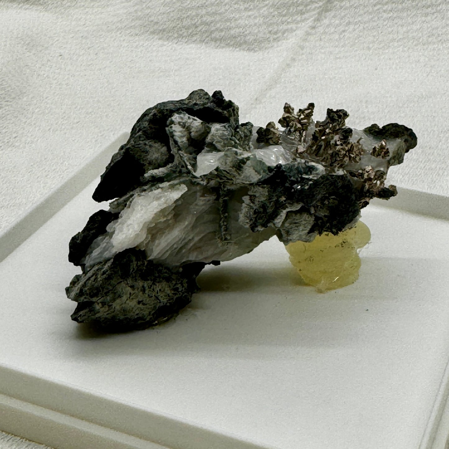 Native Silver on Calcite Display Specimen