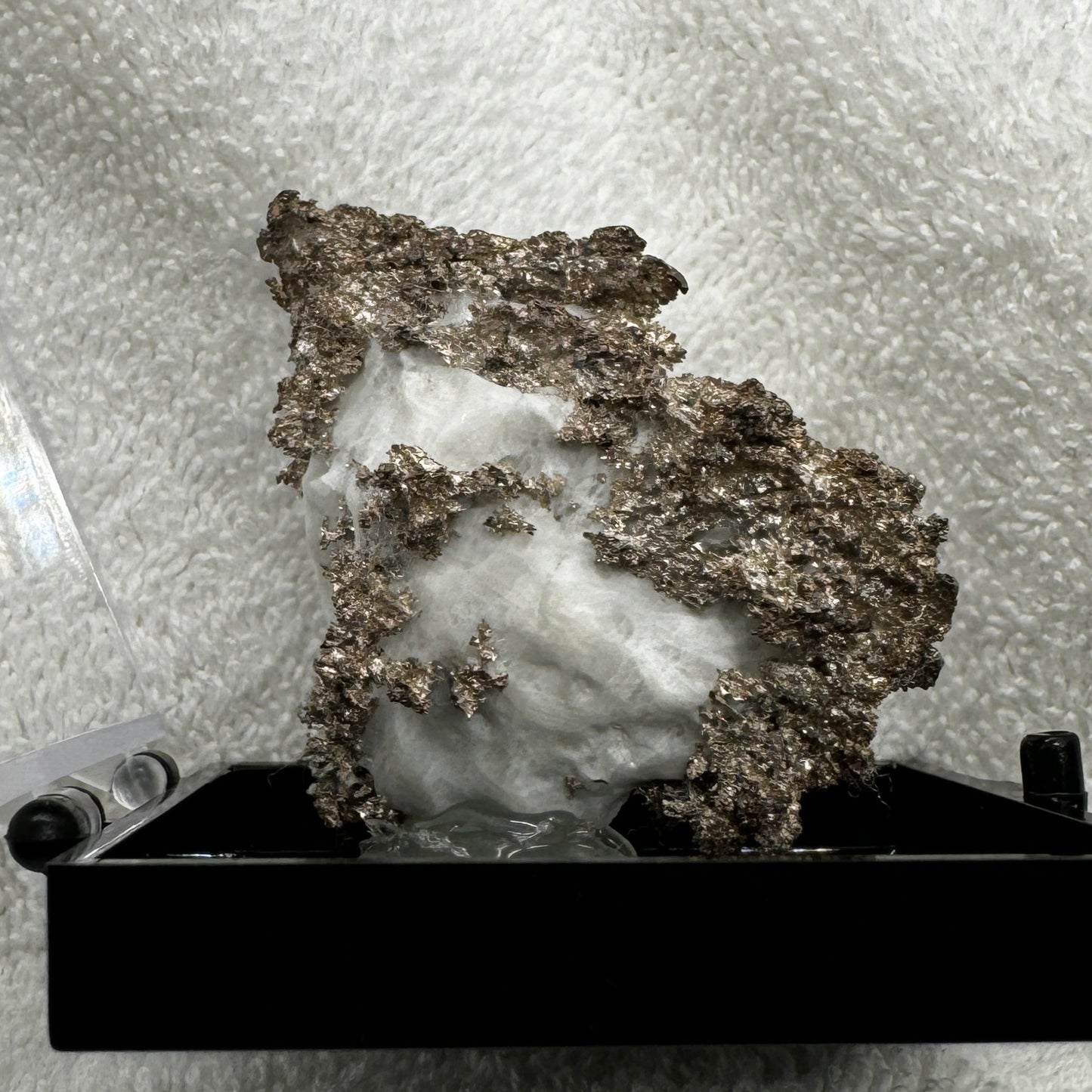 Native Silver on Calcite Display Specimen