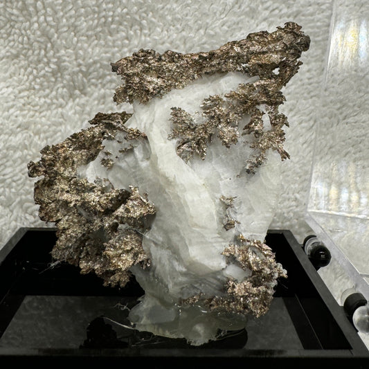 Native Silver on Calcite Display Specimen