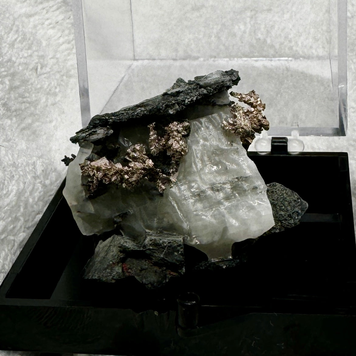 Native Silver on Calcite Display Specimen