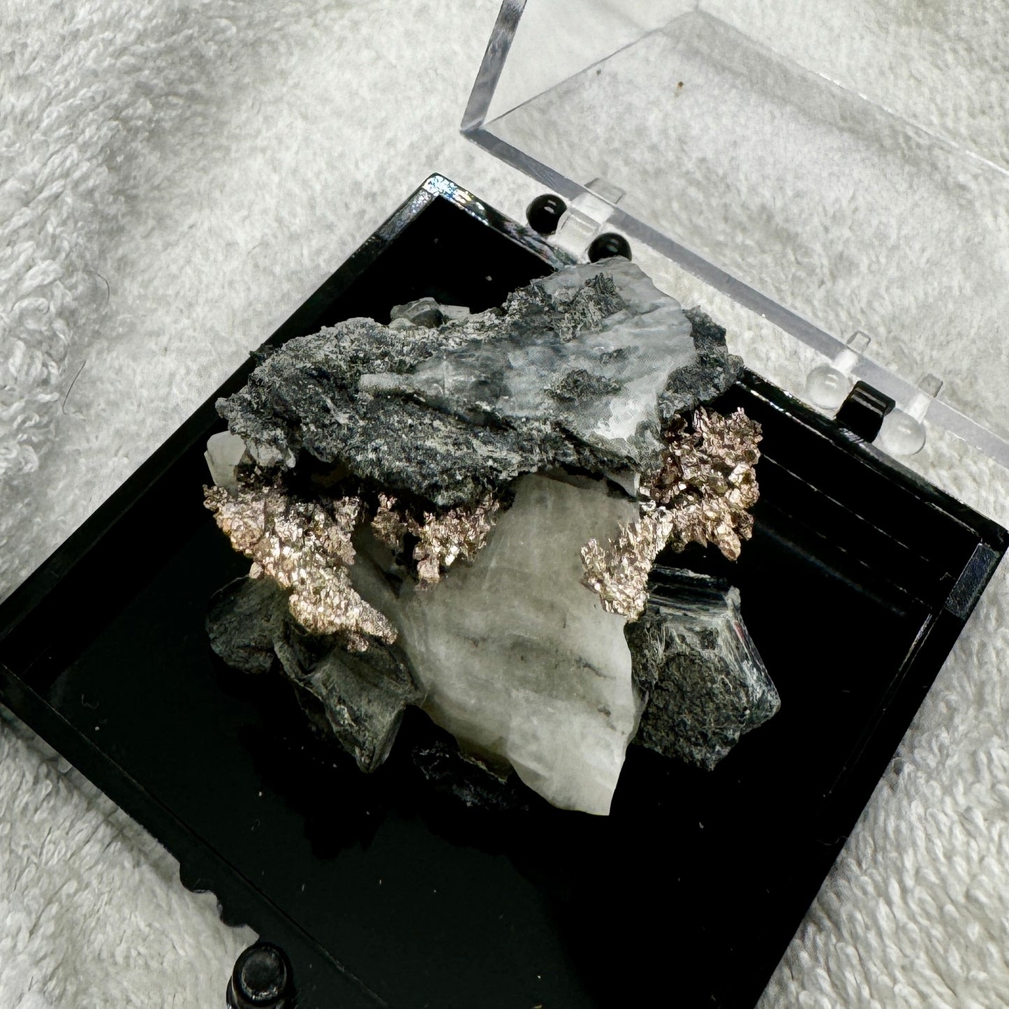 Native Silver on Calcite Display Specimen