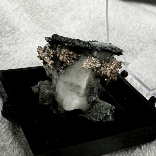 Native Silver on Calcite Display Specimen