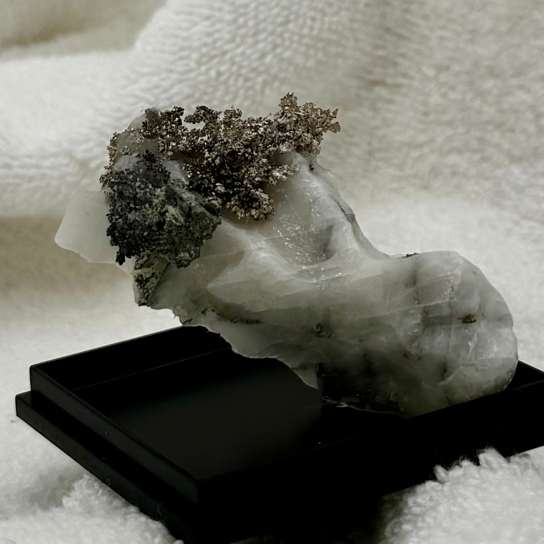 Native Silver on Calcite Display Specimen "Moptop"