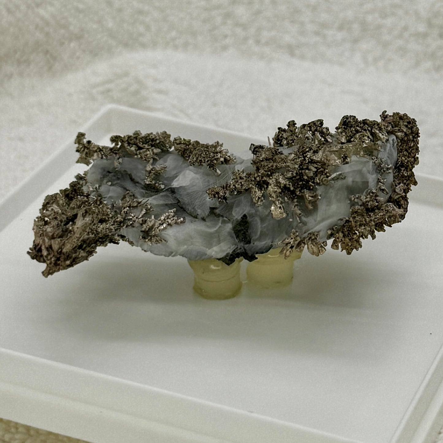 Native Silver on Calcite Display Specimen