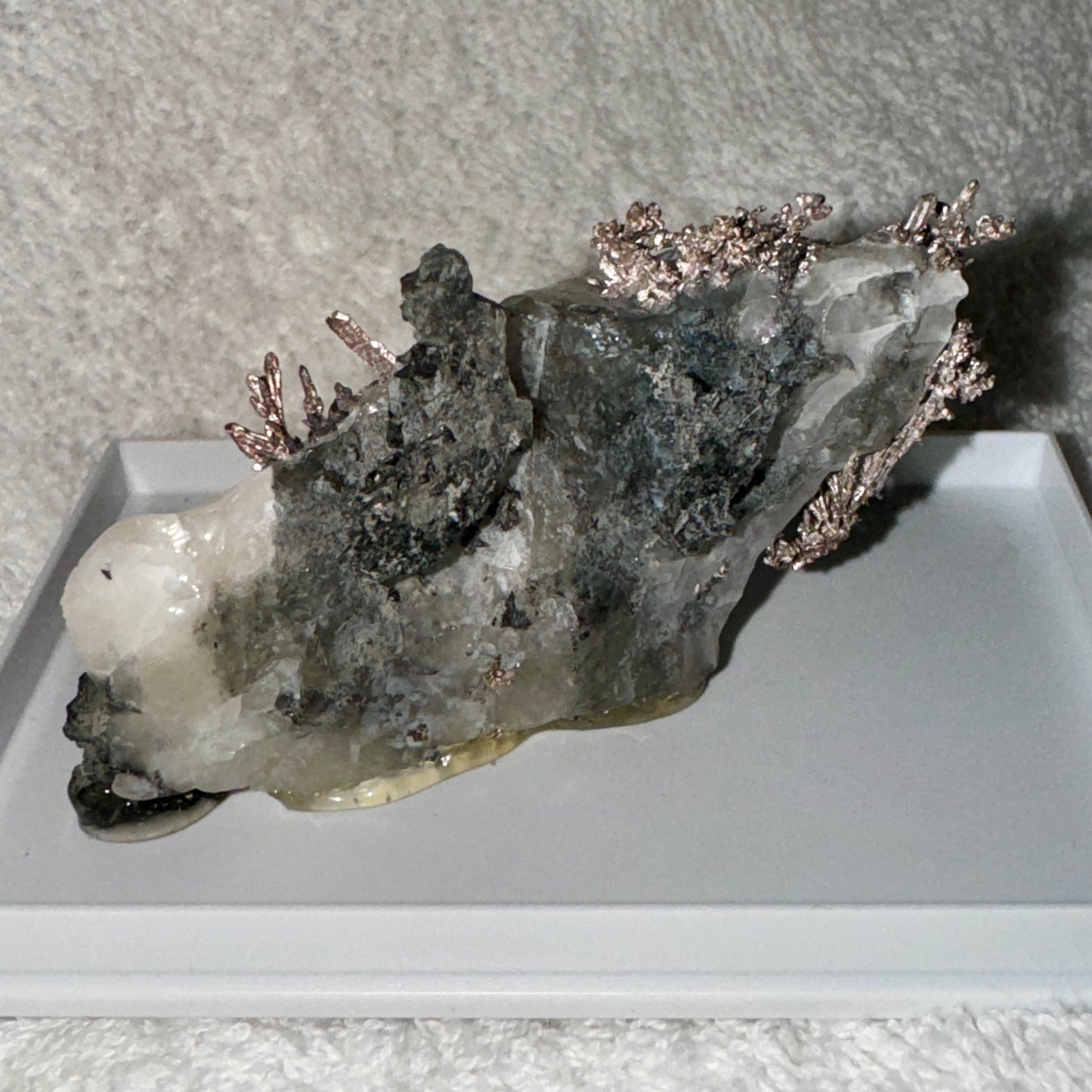 Native Silver on Calcite and Grey Matrix Display Specimen