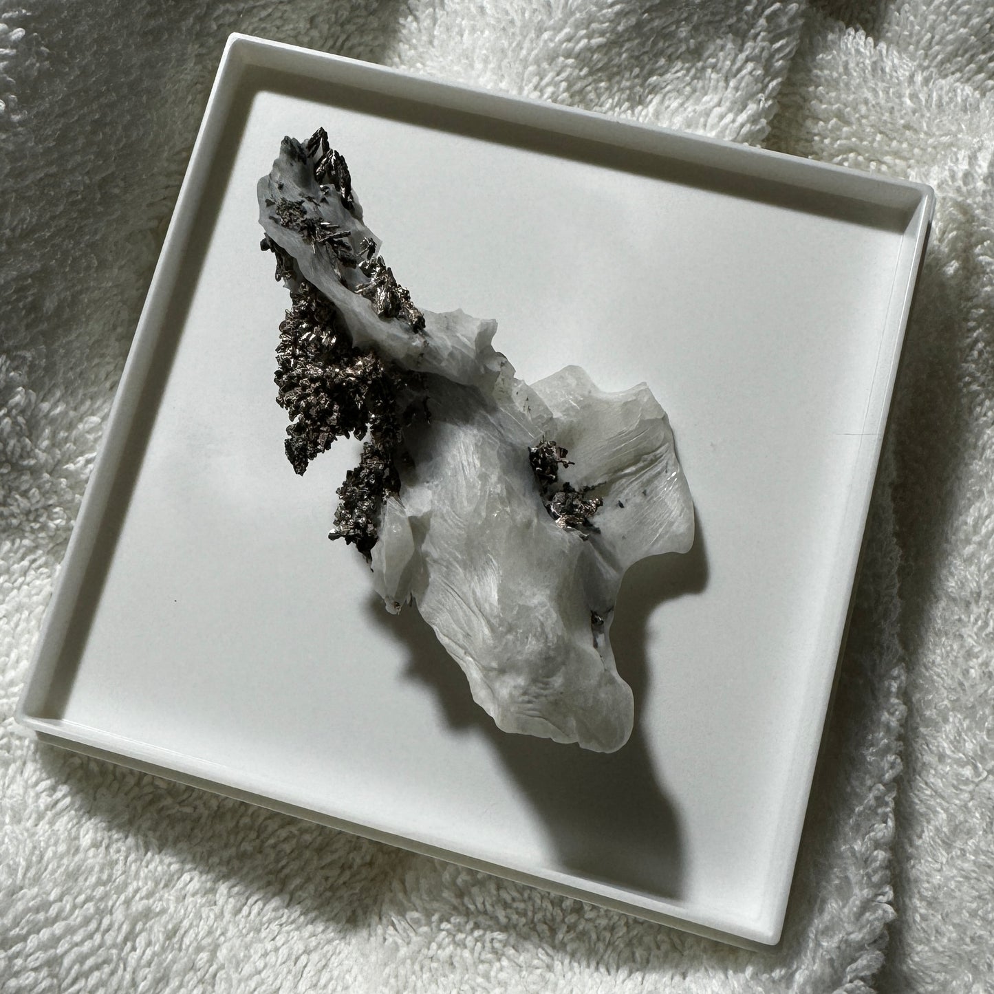 Native Silver on Calcite Display Specimen